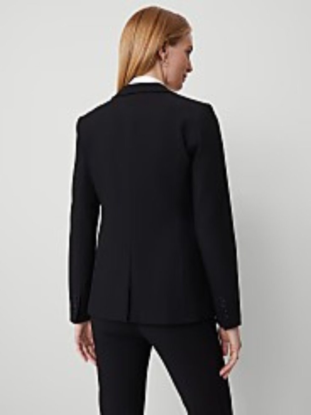 Ann Taylor "The Long Single Button Blazer in Bi-Stretch" ; Black ; Size 4